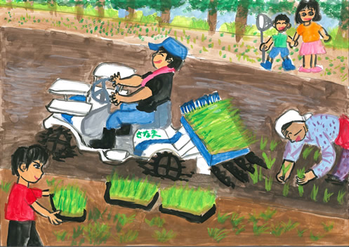 みんなウキウキ新しい田植え機