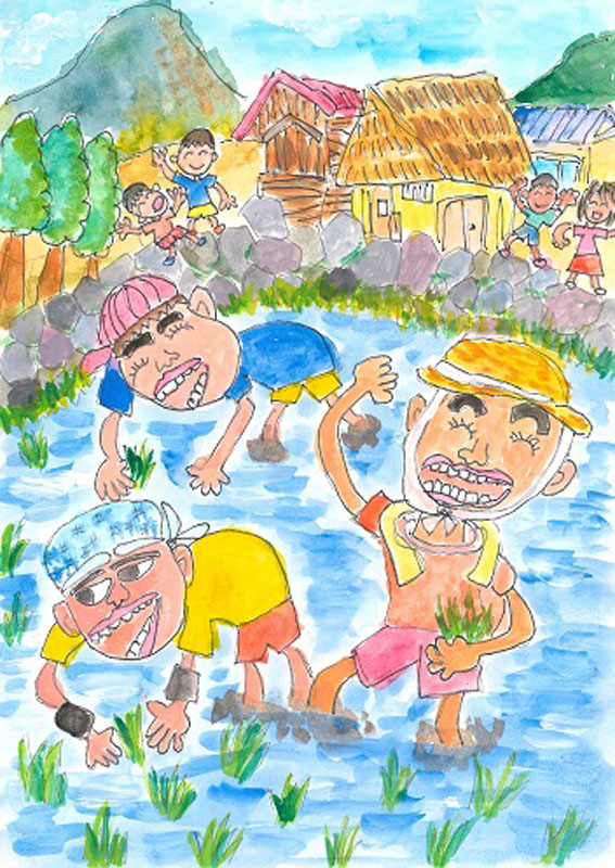 田植えを手伝ったよ