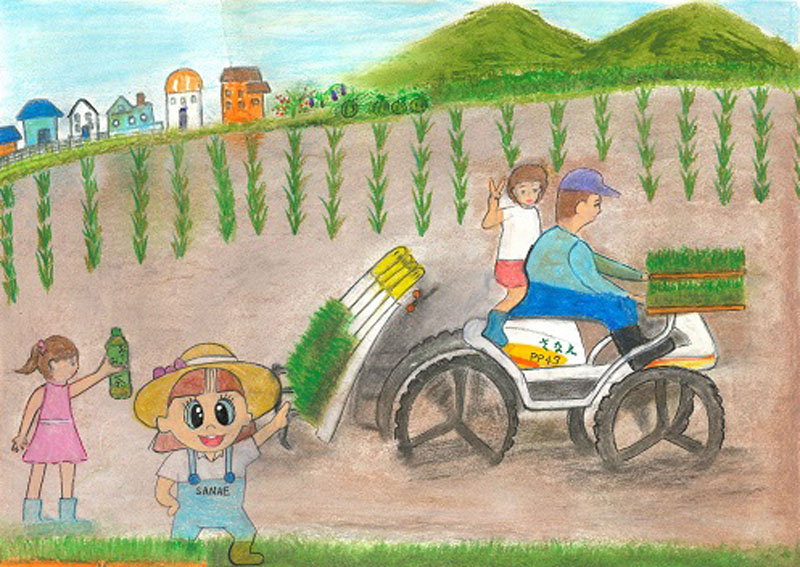 田植機でらくらく！SANAEちゃんが来たよ！