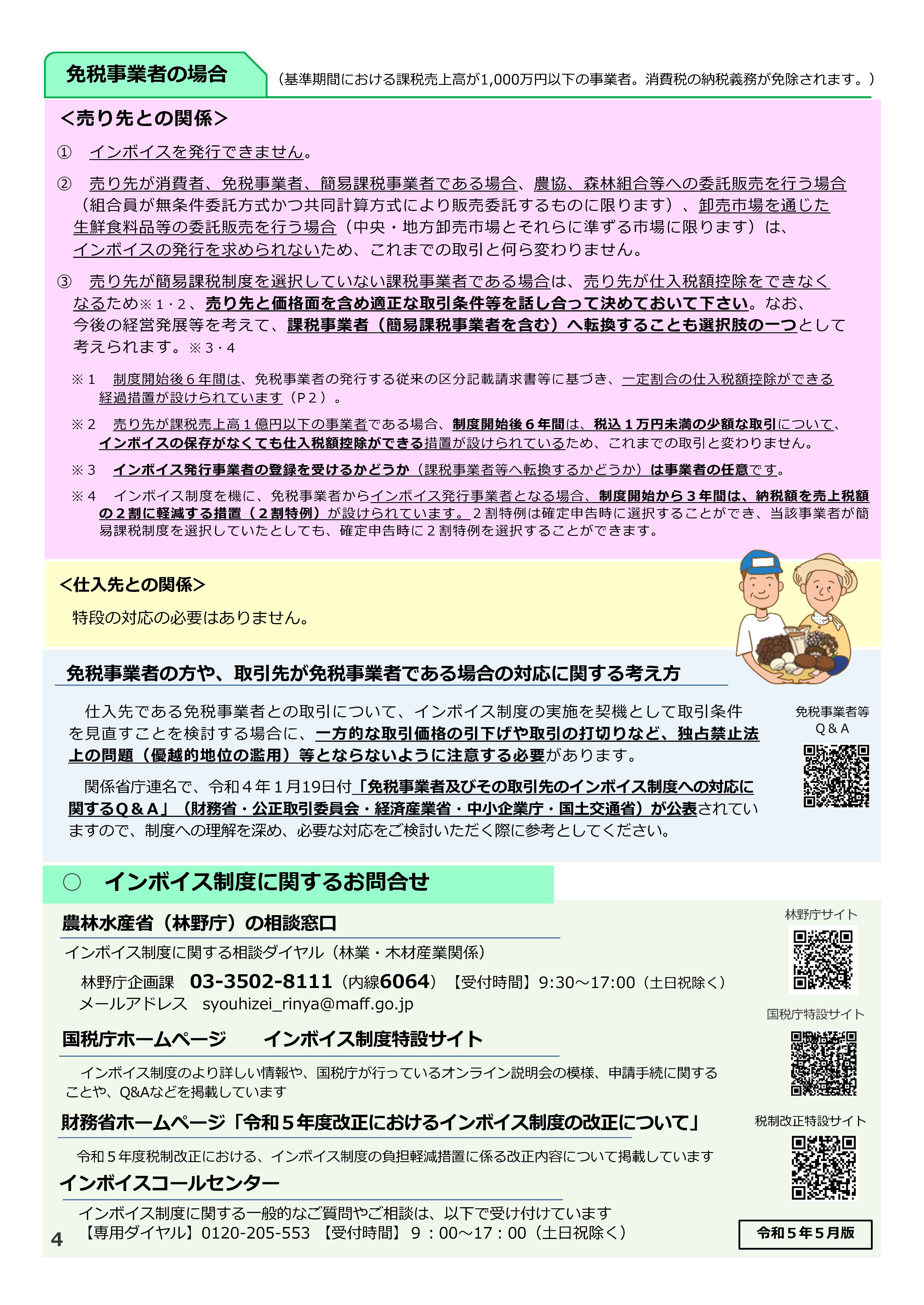 【消費税のインボイス制度関連】きのこなどの特用林産物の生産・流通等の事業者向けのリーフレット、林業関係者が免税事業者である場合の対応の考え方を公表しました