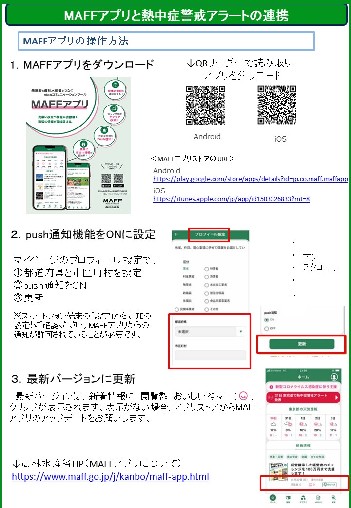 農作業中の熱中症にご注意を！