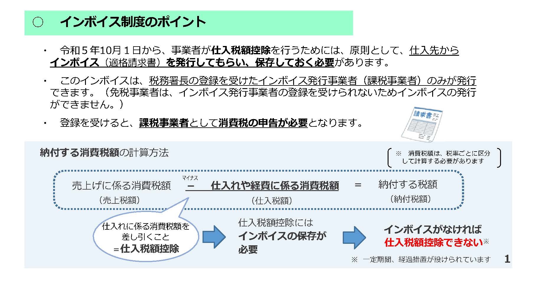 消費税インボイス制度に関するオンライン説明会の開催とリーフレットの公開等