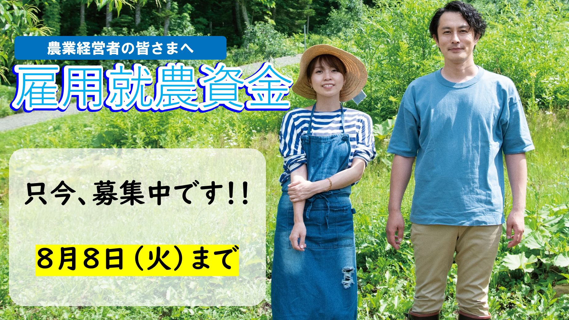 【雇用就農資金の募集開始】49歳以下の就農希望者を新たに雇用する皆様を応援します！