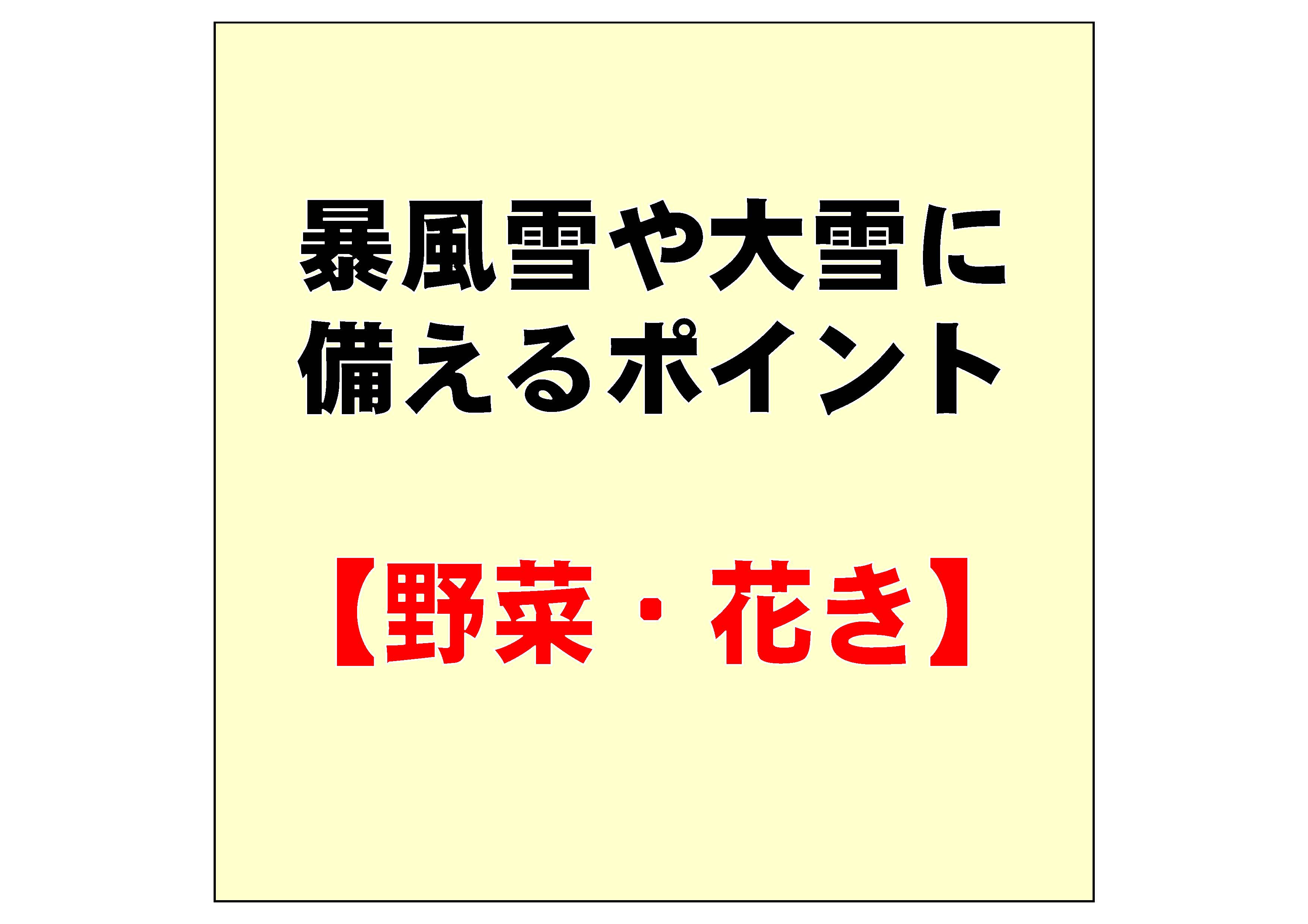 野菜・花きの雪害・寒害対策を確実に実施し、暴風雪や大雪に備えましょう