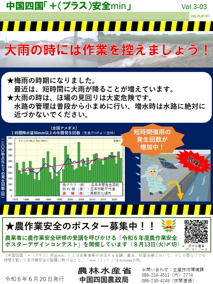 大雨の時は作業を控えましょう！（中国四国「＋（プラス）安全min」)