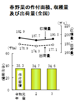 【統計】春野菜、夏秋野菜、たまねぎの収穫量等（令和3年産）を公表！