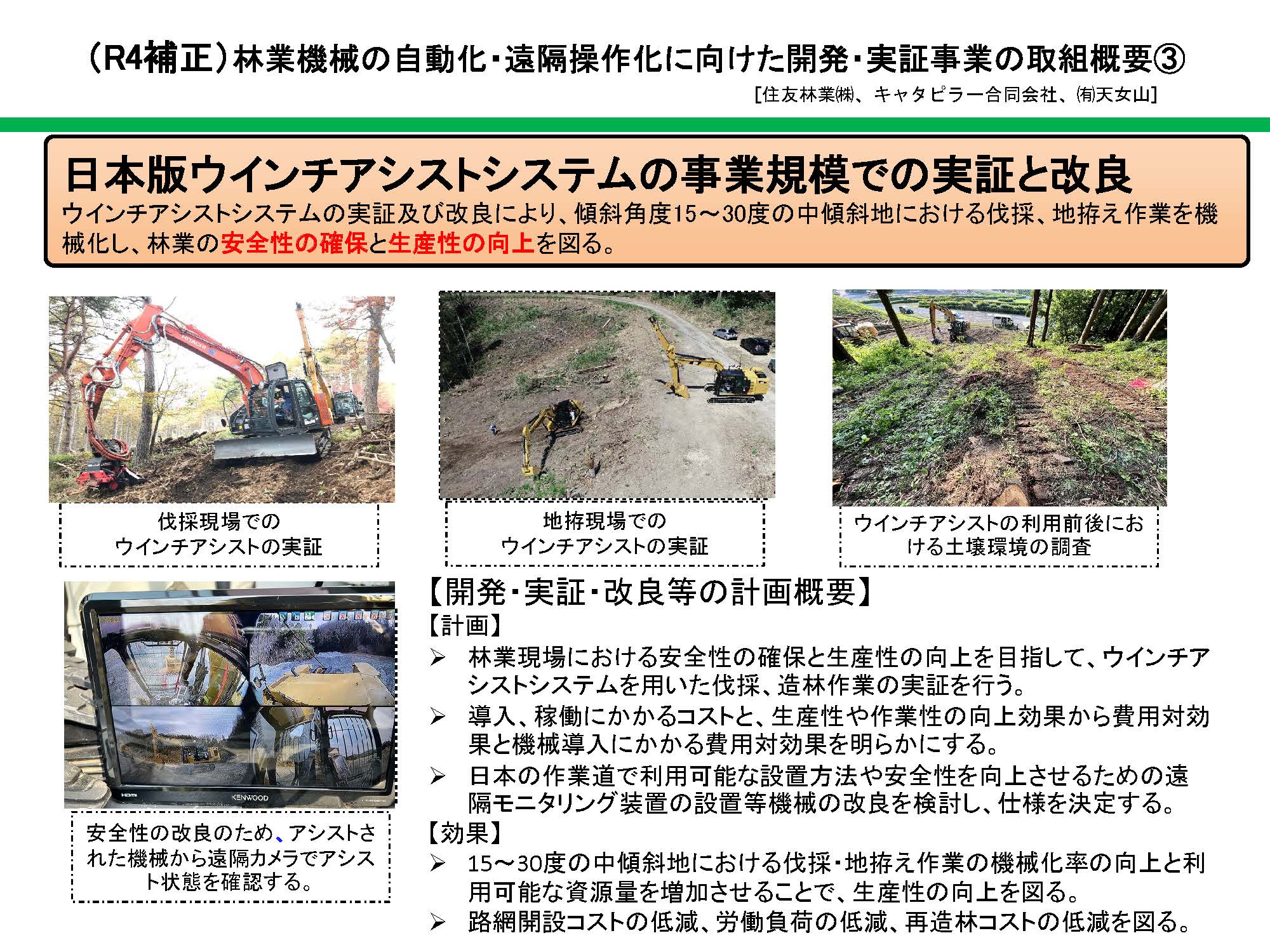 令和4年度補正予算 林業機械の自動化・遠隔操作化に向けた開発・実証事業の取組概要を公開しました