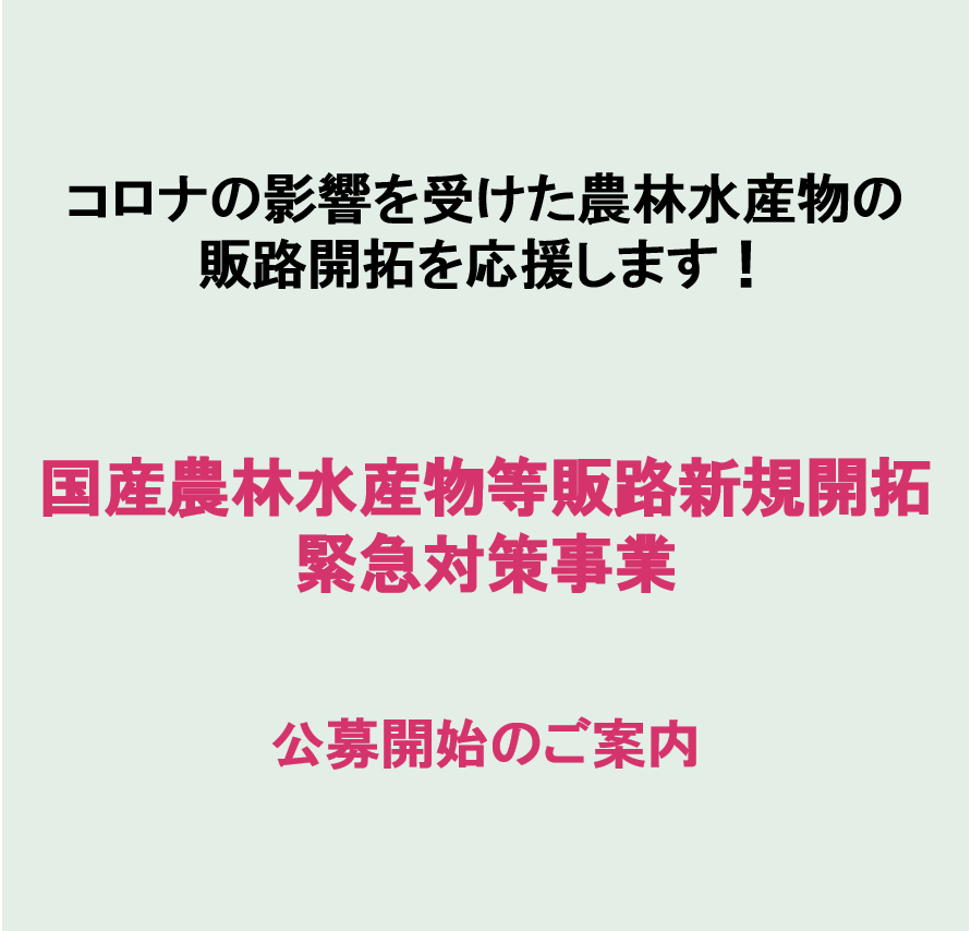 【コロナに伴う支援】国産農林水産物等販路新規開拓緊急対策事業の公募開始について