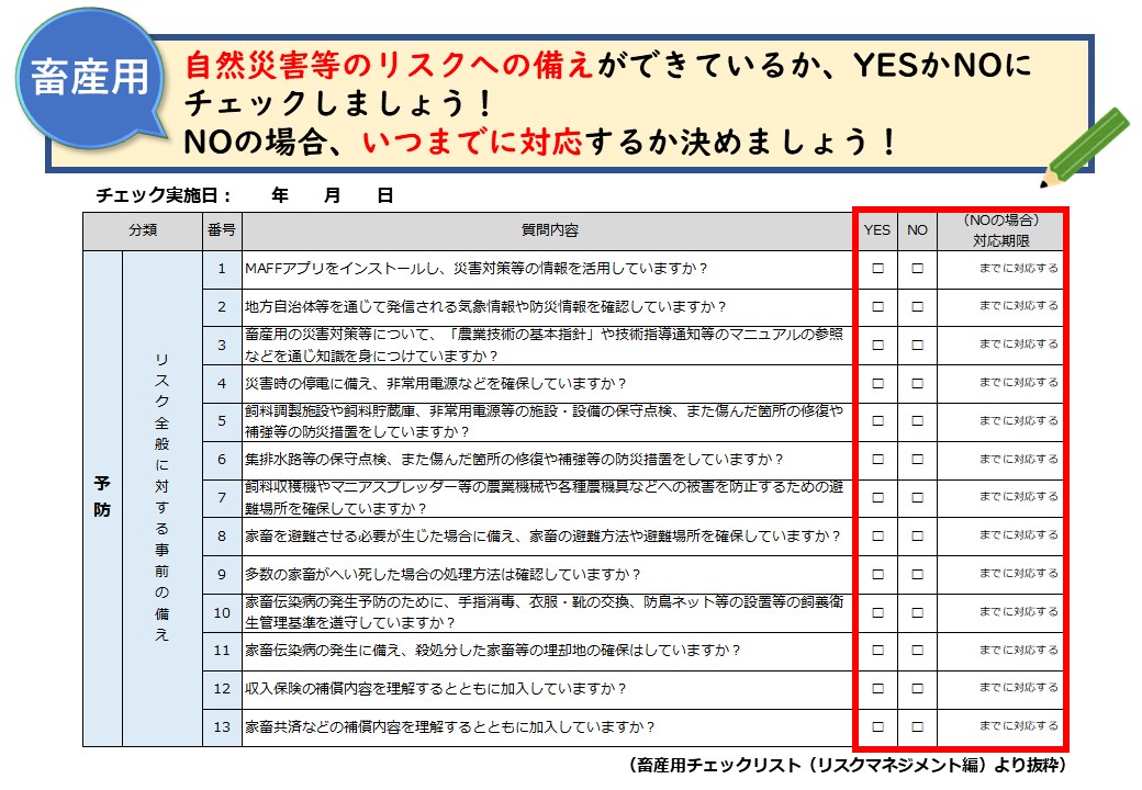 ＜本格的な作付け開始前に！＞災害に備えてチェックリストで確認しましょう！