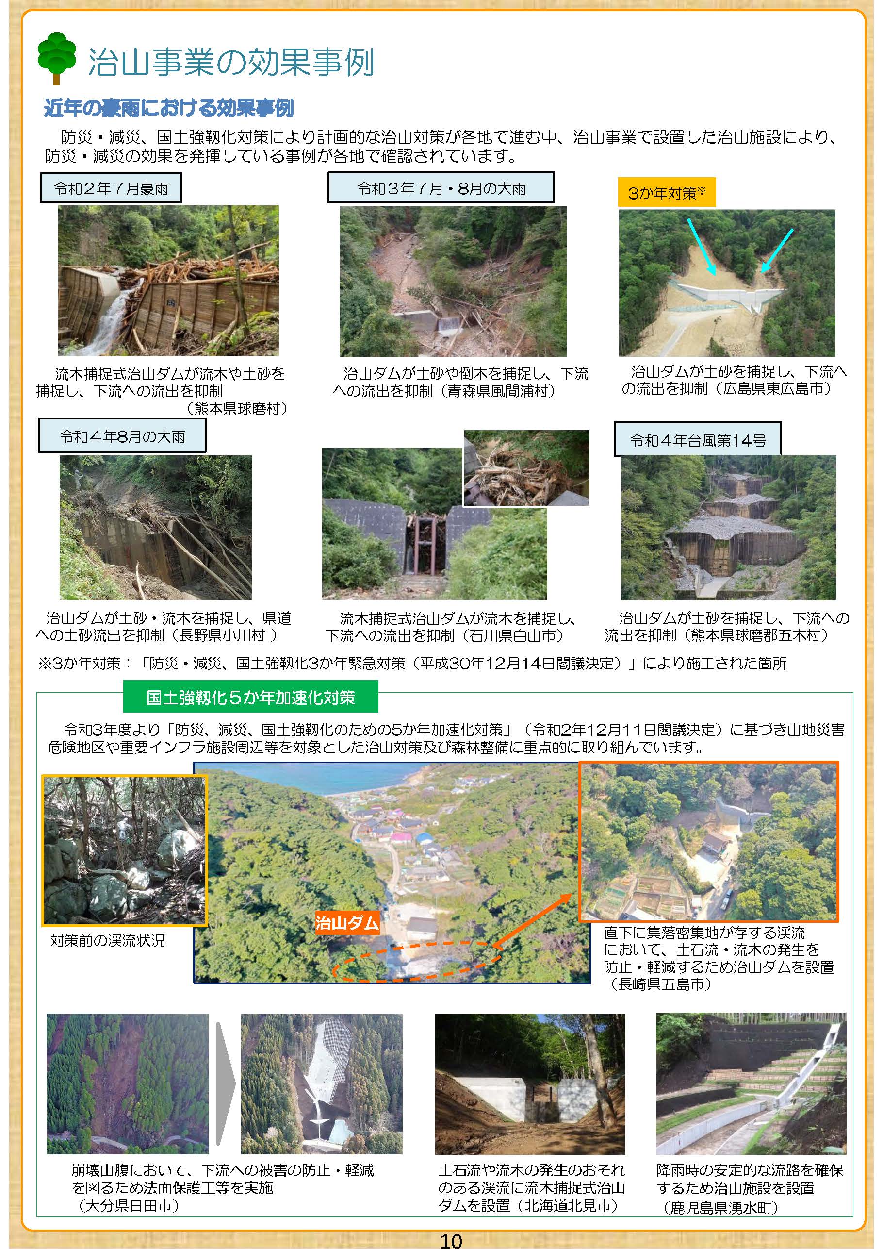 「治山のしおり」と「近年の大規模山地災害からの復旧に向けた取組状況」を報告します