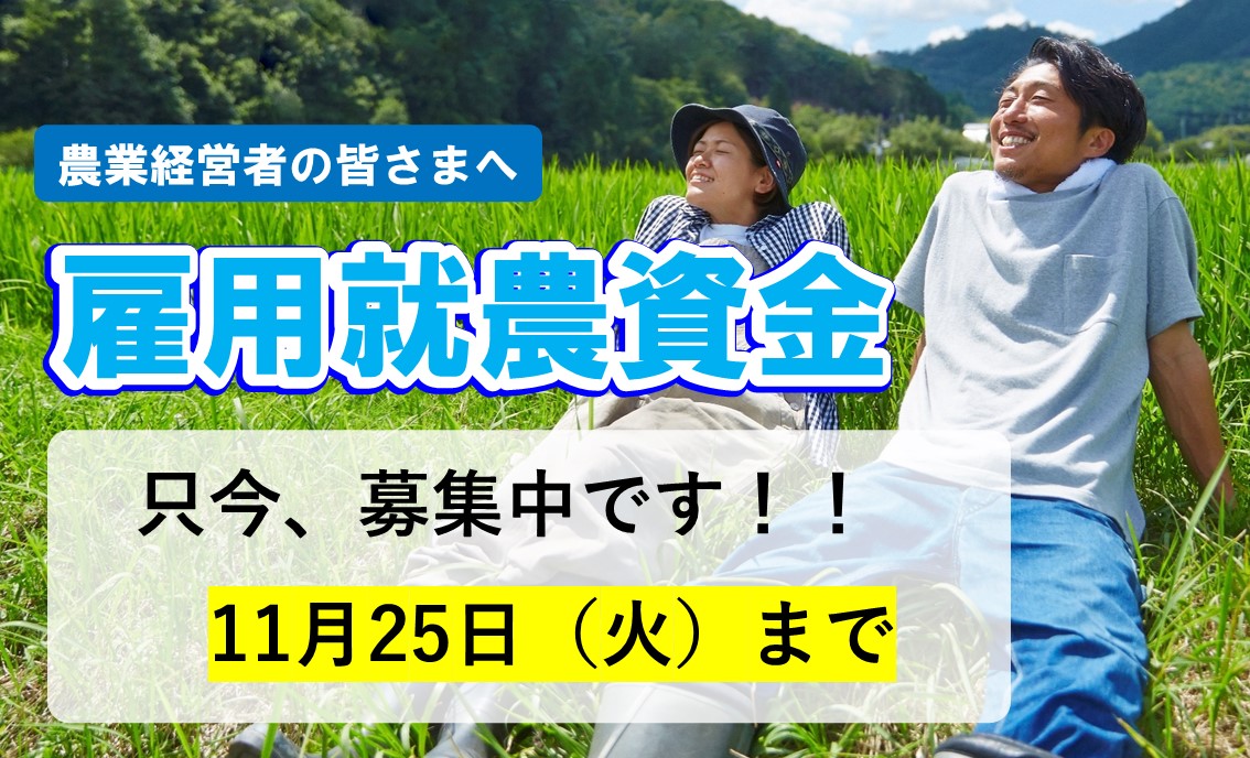 【雇用就農資金の募集】50歳未満の就農希望者の新規雇用を応援します!