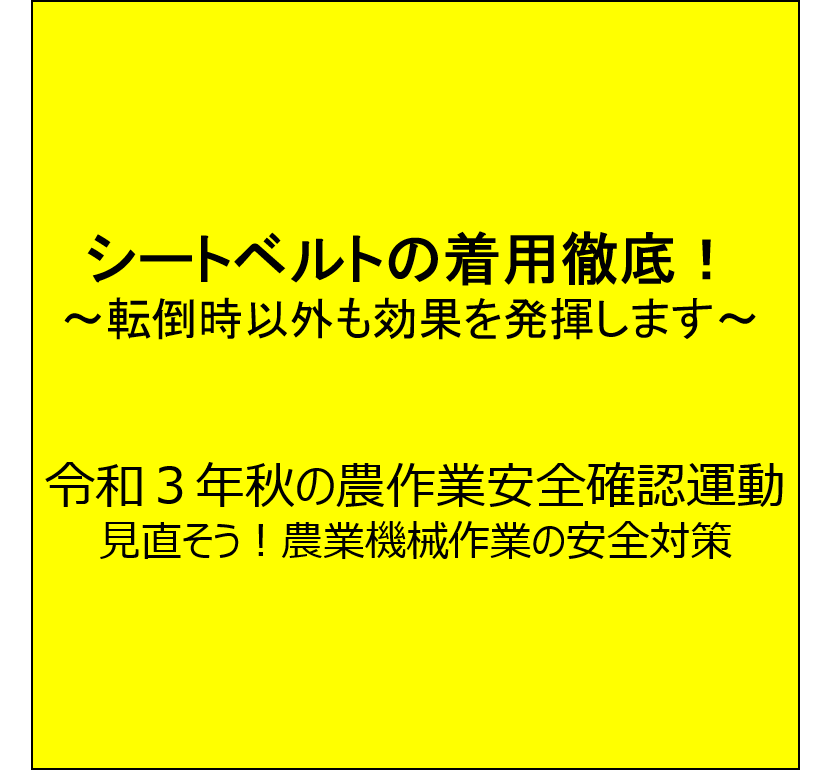 【シートベルトの着用徹底！ 周知第３弾】 ～転倒時以外も効果を発揮します～（全４回）