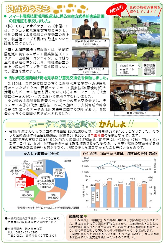 「宮崎県拠点だより No.57 3月号」を発行しました!