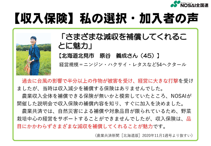 【農業保険】収入保険の加入者の声をご紹介！（北海道　野菜農家）