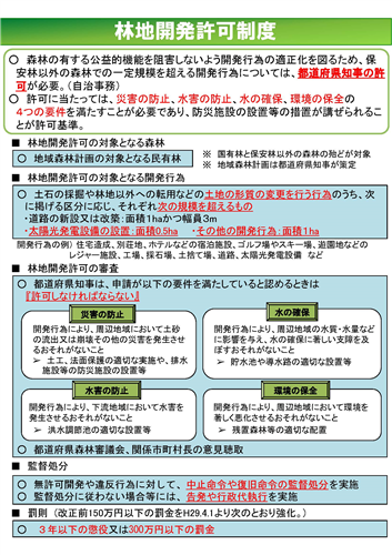 4月から適用される見直しされた林地開発許可制度の概要などを公表しました