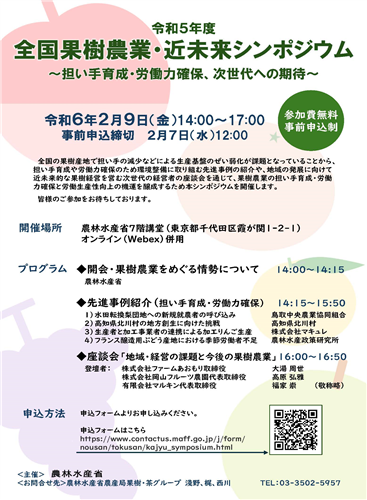 2月9日(金)果樹農業の未来を語り合う！シンポジウム開催！