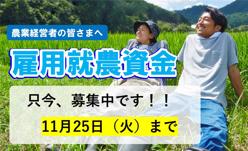 【雇用就農資金の募集】50歳未満の就農希望者の新規雇用を応援します！
