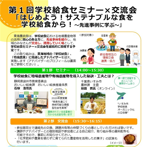 「はじめよう！サステナブルな食を学校給食から！～先進事例に学ぶ～」の参加者募集！