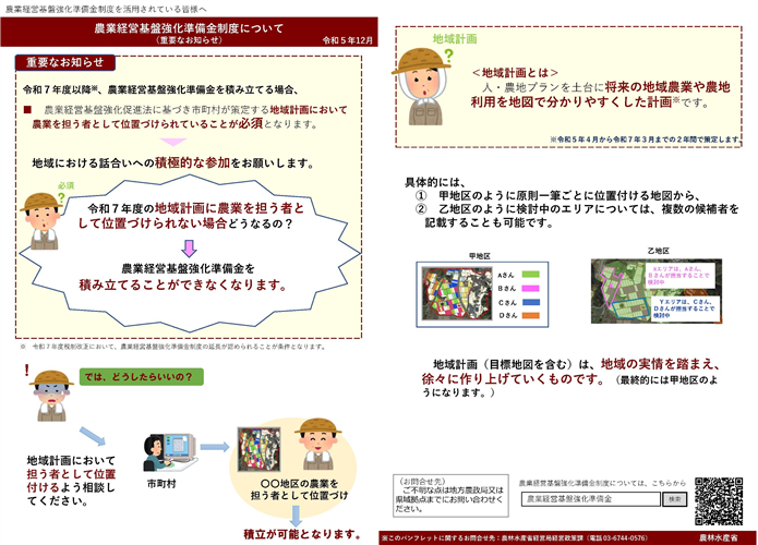 【農業経営基盤強化準備金制度から大切なお知らせです！】