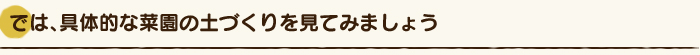 では、具体的な菜園の土づくりを見てみましょう